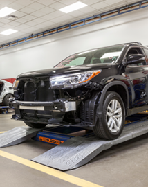 Toyota on vehicle lift | Sloane Toyota of Glenside in Glenside PA
